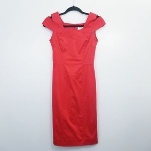 Milly Red Sheath Dress Square Neckline 0